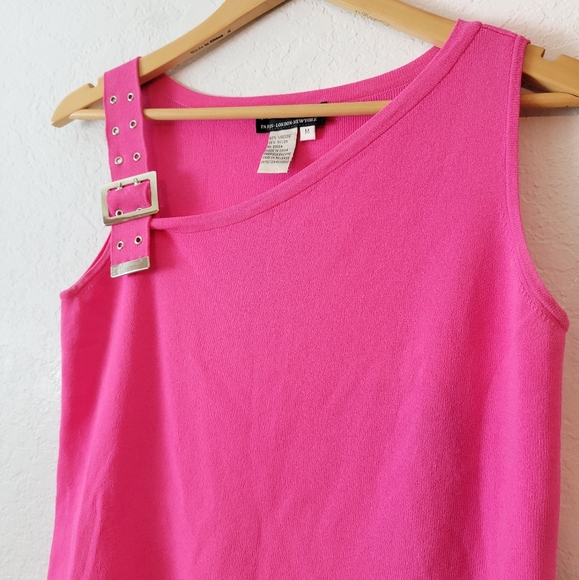 Vintage Hot Pink Y2K 90s Grommet Belt Bimbo Scence Clubbing Mcbling Tank Top M - Picture 10 of 16
